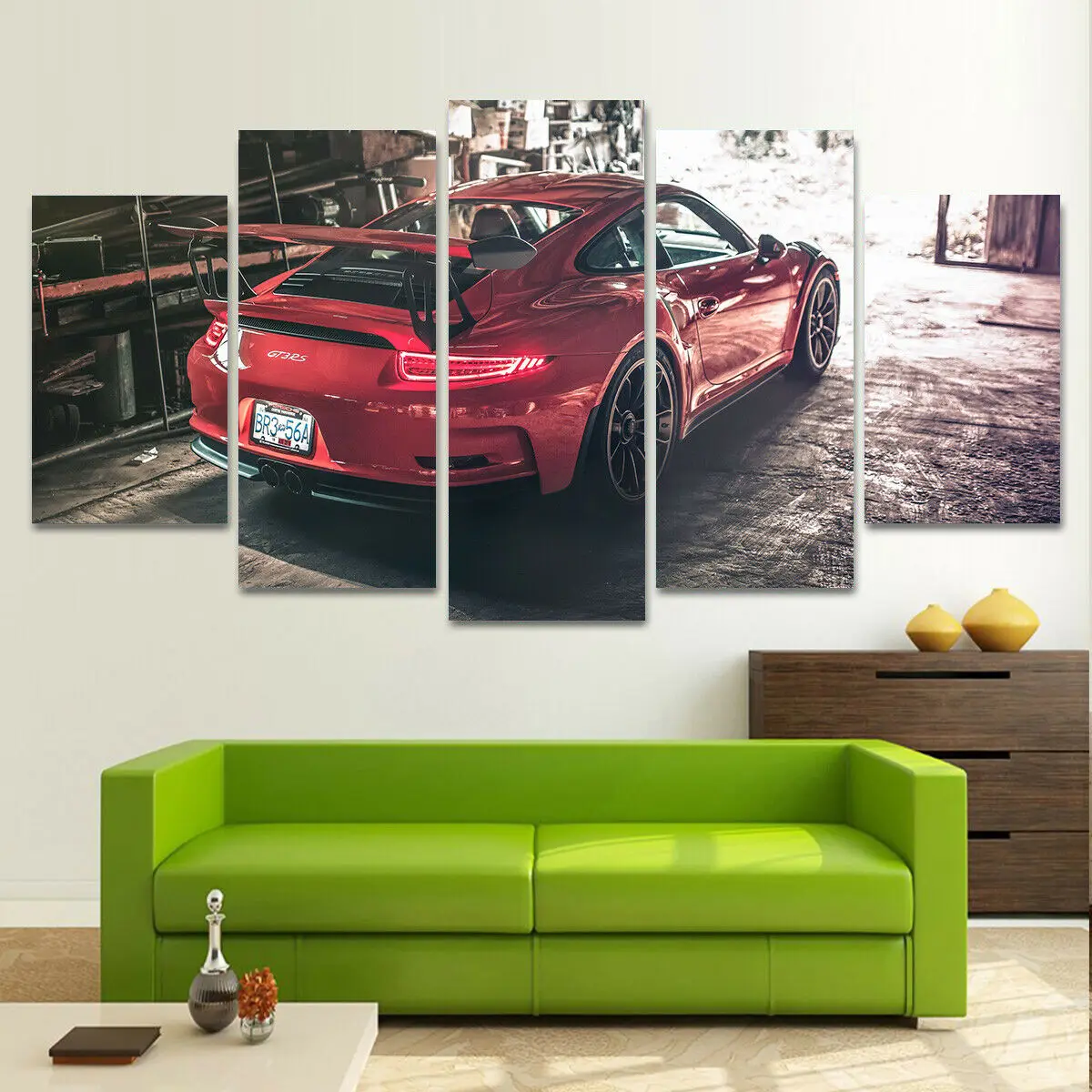 No Framed Canvas 5Pcs Red Gt3 Rs Sports Car Wall Art Poster Immagini Dipinti Decorazioni Per La Casa Per La Decorazione Del Soggiorno