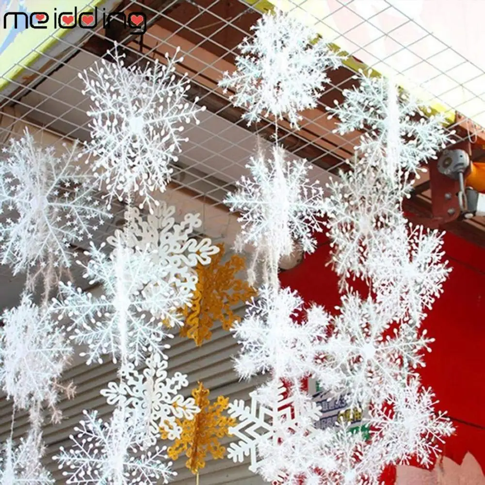 30 шт. украшения для рождественской вечеринки Снежинка для дома Kerst Новогодние рождественские вечерние пластиковые украшения для рождественской елки снежинки