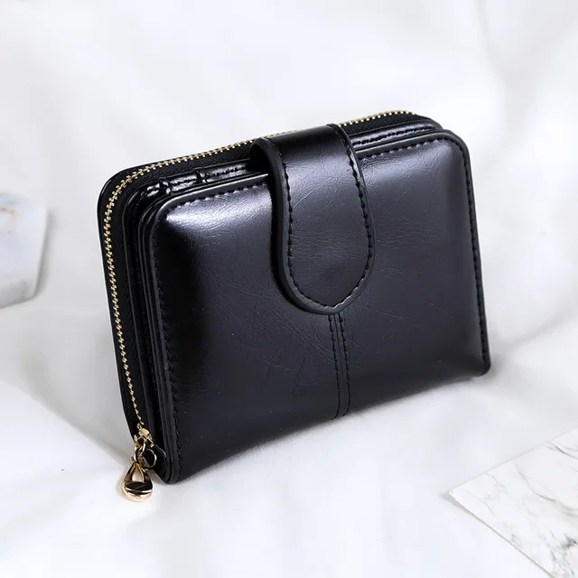 Women Oil Wax Leather Women's Wallet Female Purses Big Capacity Hasp Zipper Purse Ladies Long Wristlet Clutch Coin Card Holders 3