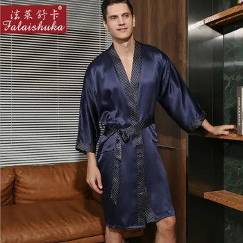 

Men 100% Silk Robes Sleepwear Homewears Bathrobes Red Plus Size Long Sleeve Spring Autumn Bath Robes Male Sleepwears Home Wears