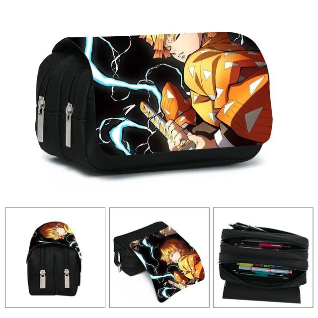 1Pcs Anime Demon Slayer Kimetsu No Yaiba Pencil Case Zipper Student Stationery Wallet Storage Bag School Season Gift style14
