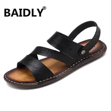 Мужские летние сандалии; кожаная повседневная обувь; мужские пляжные сандалии в римском стиле; брендовая мужская летняя обувь