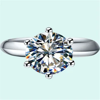 

Lab Grown 2Ct 8mm VVS1 D-E Moissanite Diamond Ring Test Positive as Real Diamond 925 Sterling Silver Rings for Women