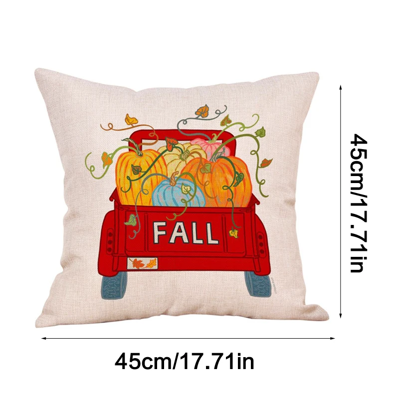 Pillowcase Cotton Linen Flower Pattern Pillow cover Happy Fall Thanksgiving Day Soft Cushion Cover Car Home Sofa Decor