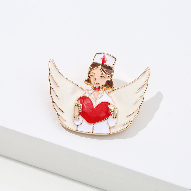 Sale Medical Medicine Brooch Pin Stethoscope Electrocardiogram Heart Shaped Pin Nurse Doctor Backpack Lapel Enamel Jewelry