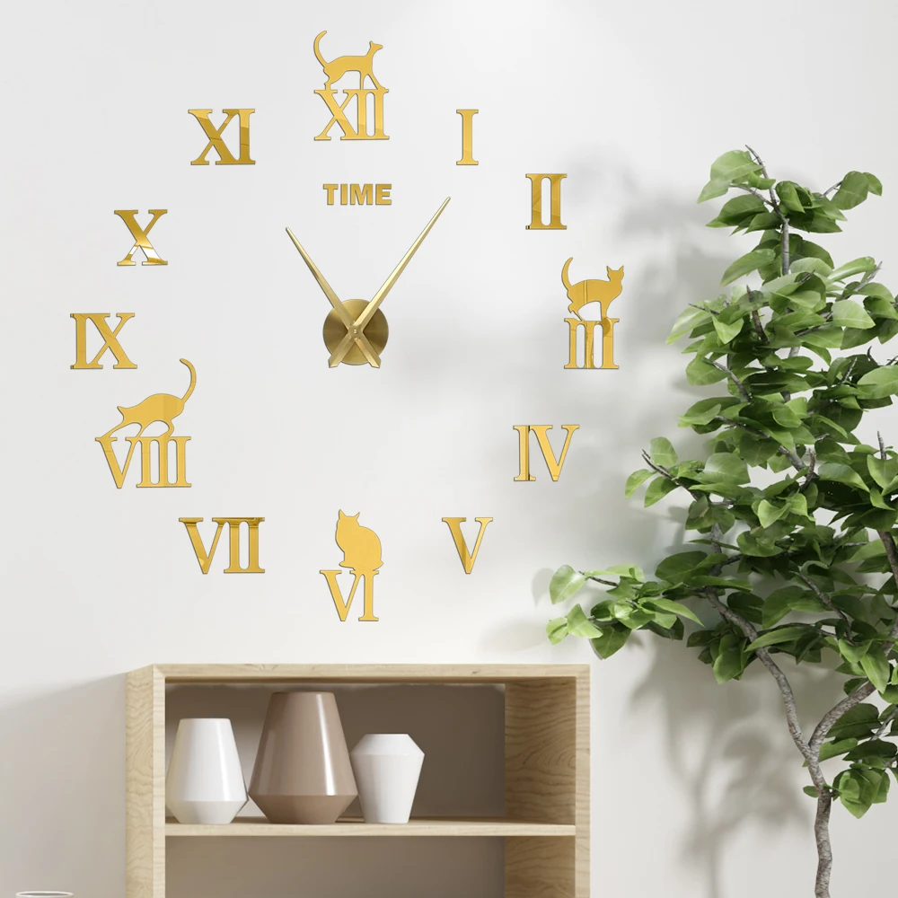 Large Wall Clock Quartz Needle 3D DIY Decorative Kitchen Clocks Acrylic Mirror Stickers Oversize Wall Clock Home Decor wall clock wall clock sticker