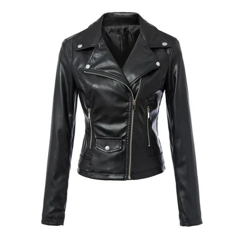 

liva girl Autumn Winter Street Women's Short Washed PU Leather Jacket Zipper Bright Colors Ladies Basic Jackets