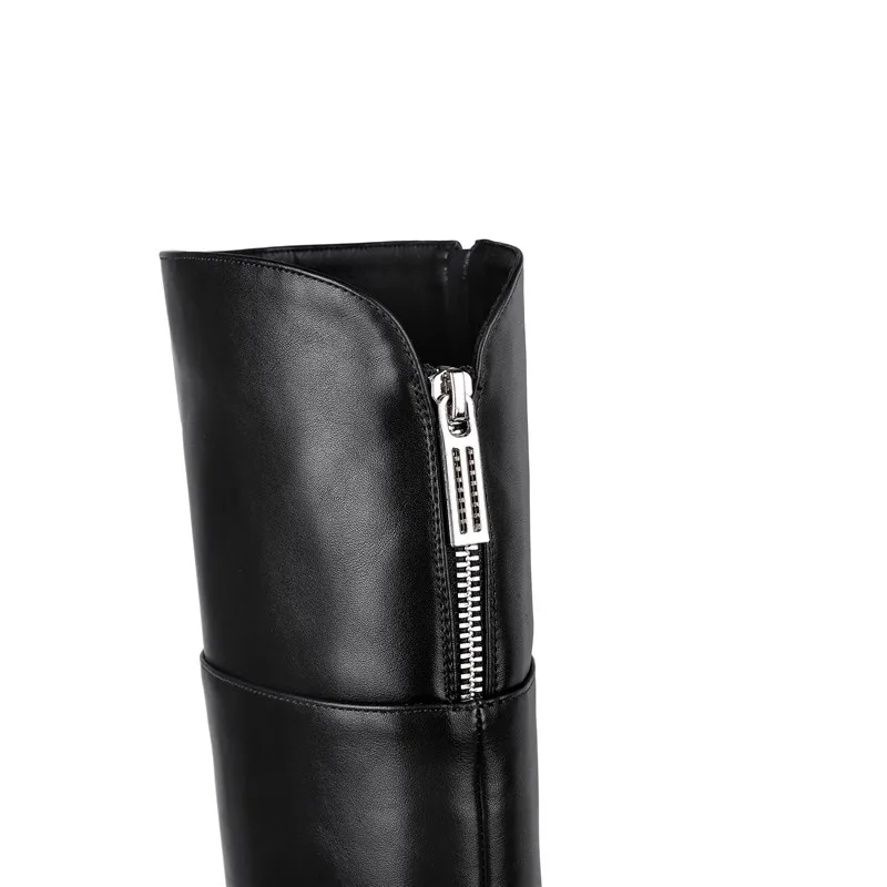 MORAZORA New arrive hot sale genuine leather women boots black color buckle winter keep warm knee high boots big size 34-42