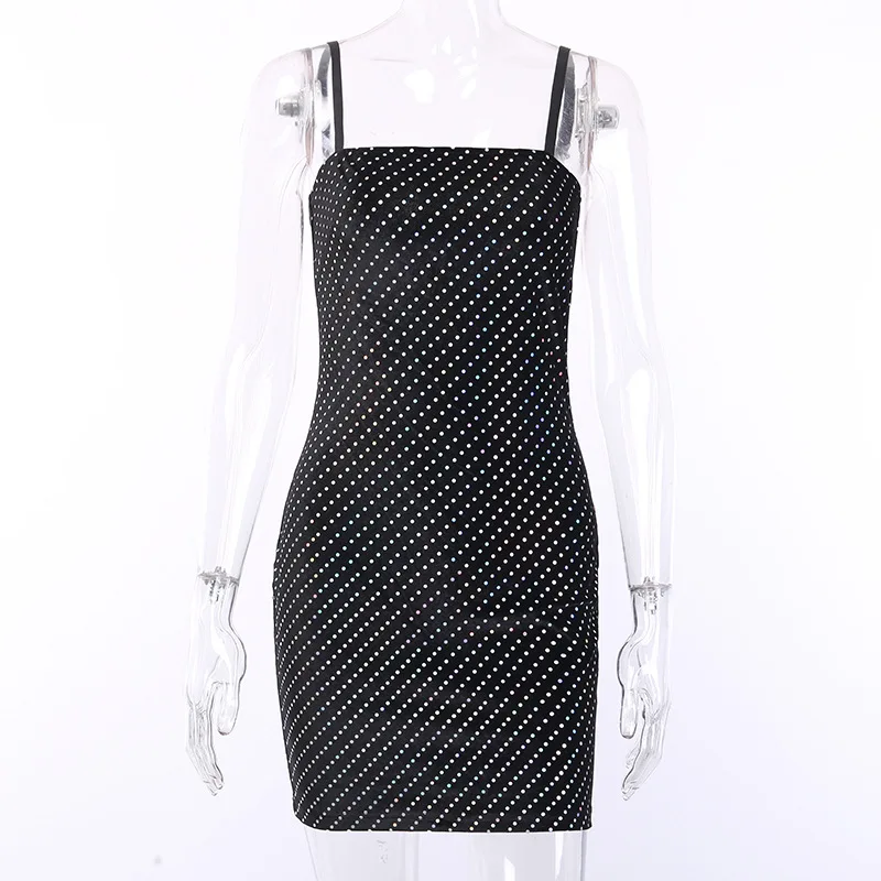 Colorful Dot Sequined Mini Dress Sexy Bodycon Night Club Party Short Dress