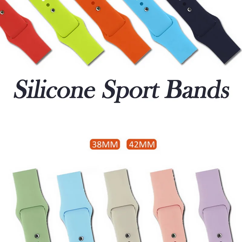 Strap For Apple Watch band 38mm 42mm iWatch 4 band 44mm 40mm Sport Silicone belt Bracelet correa Apple watch 3 2 1 Accessories