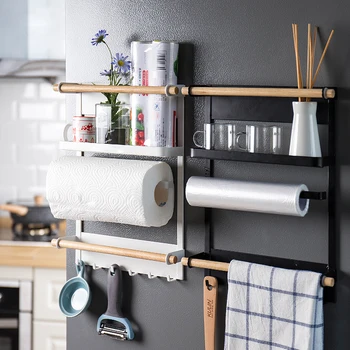 

K-Star Adsorption Refrigerator Side Rack Wall-mounted Multi-function Storage Holder Kitchen Paper Towel Shelf Rack Organizer