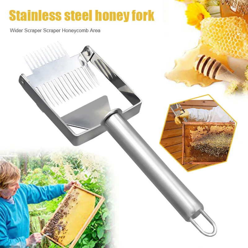 

Hot Stainless Steel Honey Scraper Fork Beekeeping Honey Uncapping Bee Hive Shovel Tools XJS789