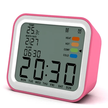 

Europe Creative Digital Alarm Clock with Backlight and Snooze Function,Temperature and Humidity Display, Best Gift for Student