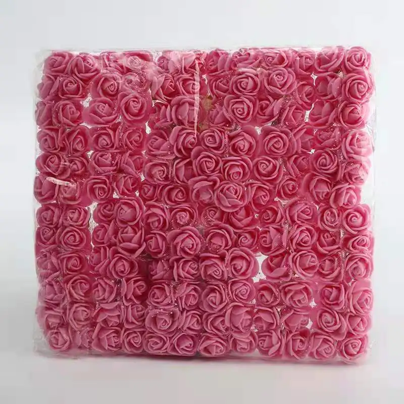 144pcs 2cm Mini Foam Rose Artificial Flower Bouquet Wedding Flower Decoration Scrapbooking DIY Wreath Fake Rose Flowers