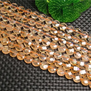 

12-14mm Natural Faced smooth Pancake shape citrine Stone Beads For DIY necklace bracelet jewelry making 15 "free delivery