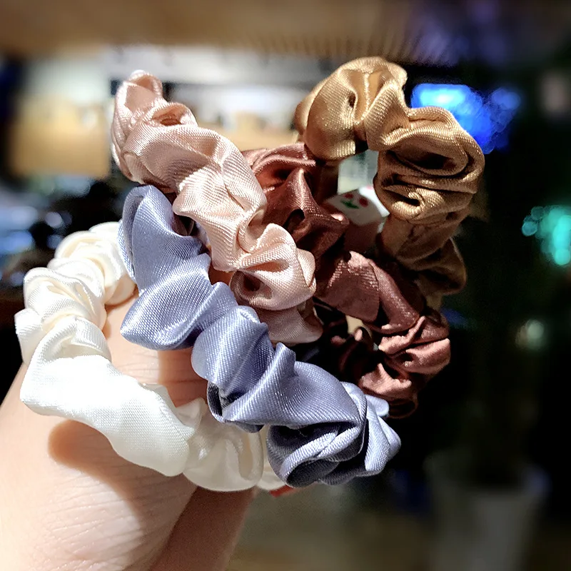 CN 6pcs/set Women Elegant Silk Velvet Scrunchie Elastic Hair Bands Headband Rubber Band Girls Ponytail Holder Hair Accessories