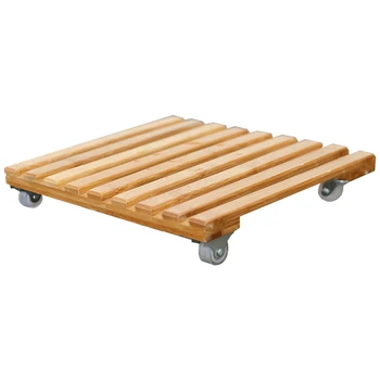 

Plant Flower Pot Removable Tray Base Roller Moving Tray with Wheel Flower Pot Tray Holder Wooden Square Flower Stand Plant Stand