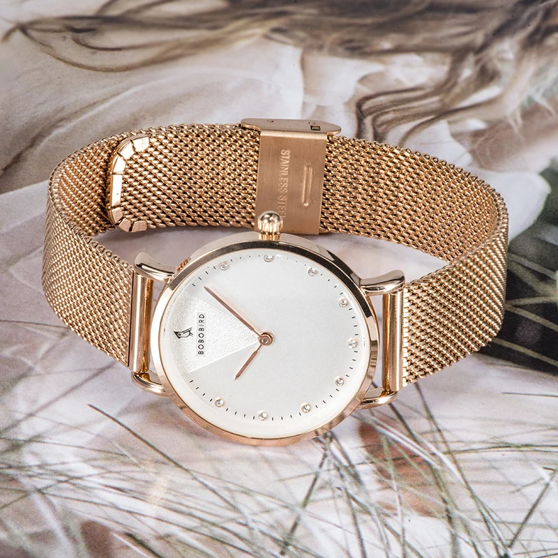 BOBOBIRD женские наручные часы из розового золота, Простые Романтические женские часы из нержавеющей стали, высококачественные L-T01