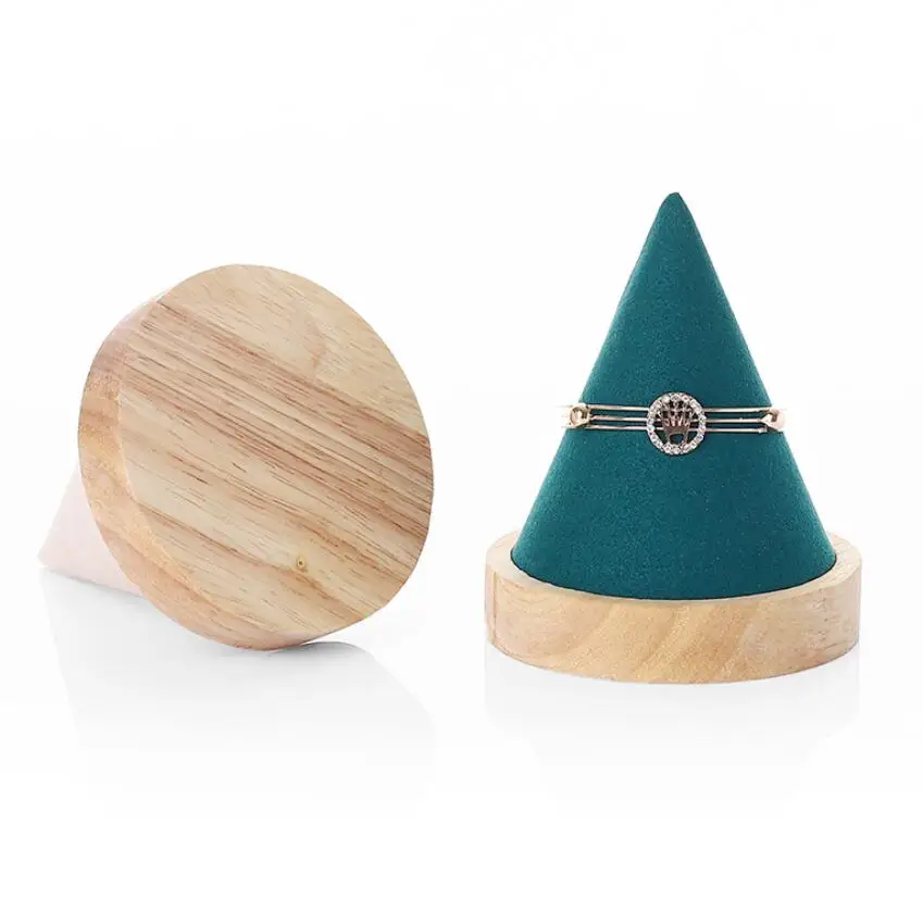 

Velet Natural Wood Bangle Cone bracelet Holder Bague Ring Jewelry Display Stand Organizer Storage Rack Showcase for Exhibit