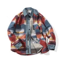 Мужская нация ветер Тяжелая шерстяная ткань свободные лацканы молодежи будет код рубашка