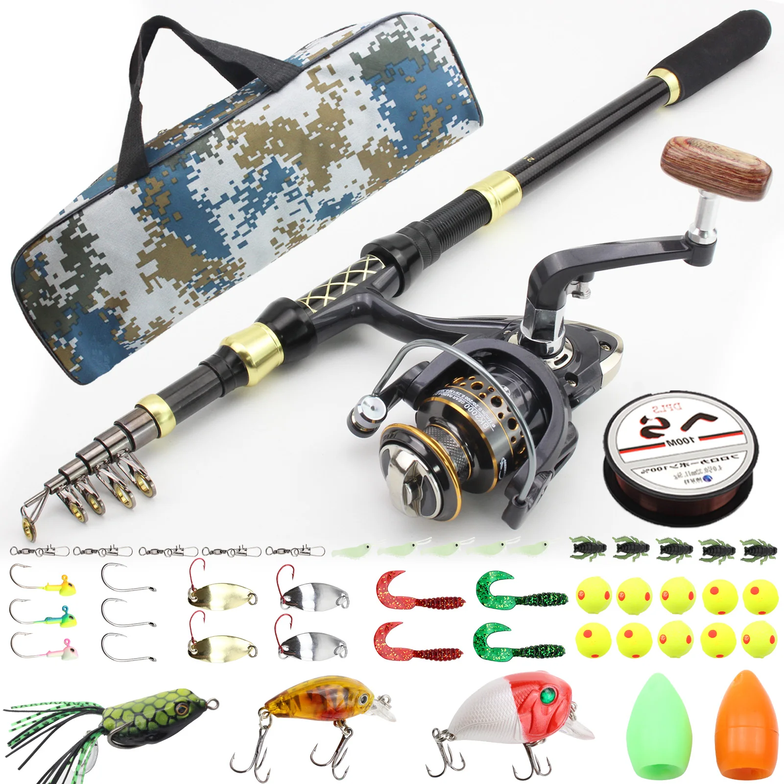 Nuovo 1.8M-3.6M Combo Canna Da Pesca Spinning Telescopico Canna Da Pesca Gancio Esche Borsa Portatile Principiante Pesca Trota Carpa Canna Pesca