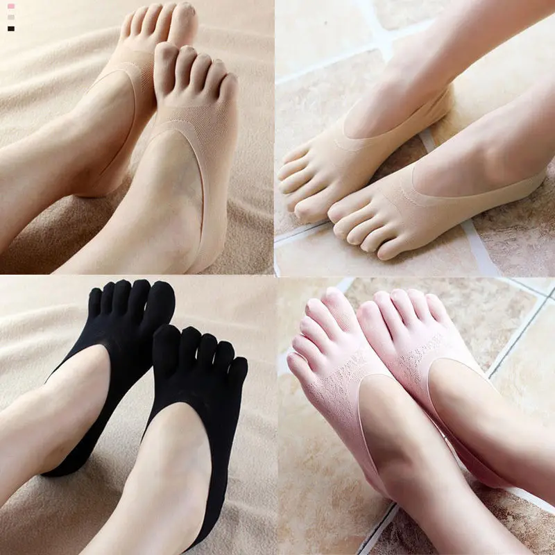 

Hot Fashion Funny Five Finger Toe Sock Women Slippers Invisibility Low Cut Solid Socks Breathable