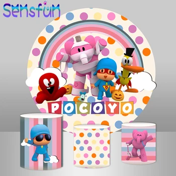 

XQ0435 Round Background Cartoon Pocoyo theme Children Birthday Party Decor Cake Table Banner Newborn