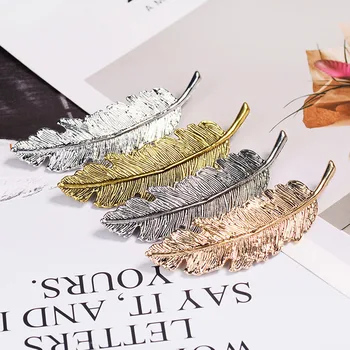 

Retro Exaggerated Temperament Metal Feather Bangs Edge Clip Leaf Texture Spring Top Fashion Clip Hair Accessory For Women