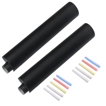 

2 Sheets Blackboard Wall Sticker Self Adhesive Chalk Board Removable Sticker Chalkboard with 10 Chalks for Kids Child Room