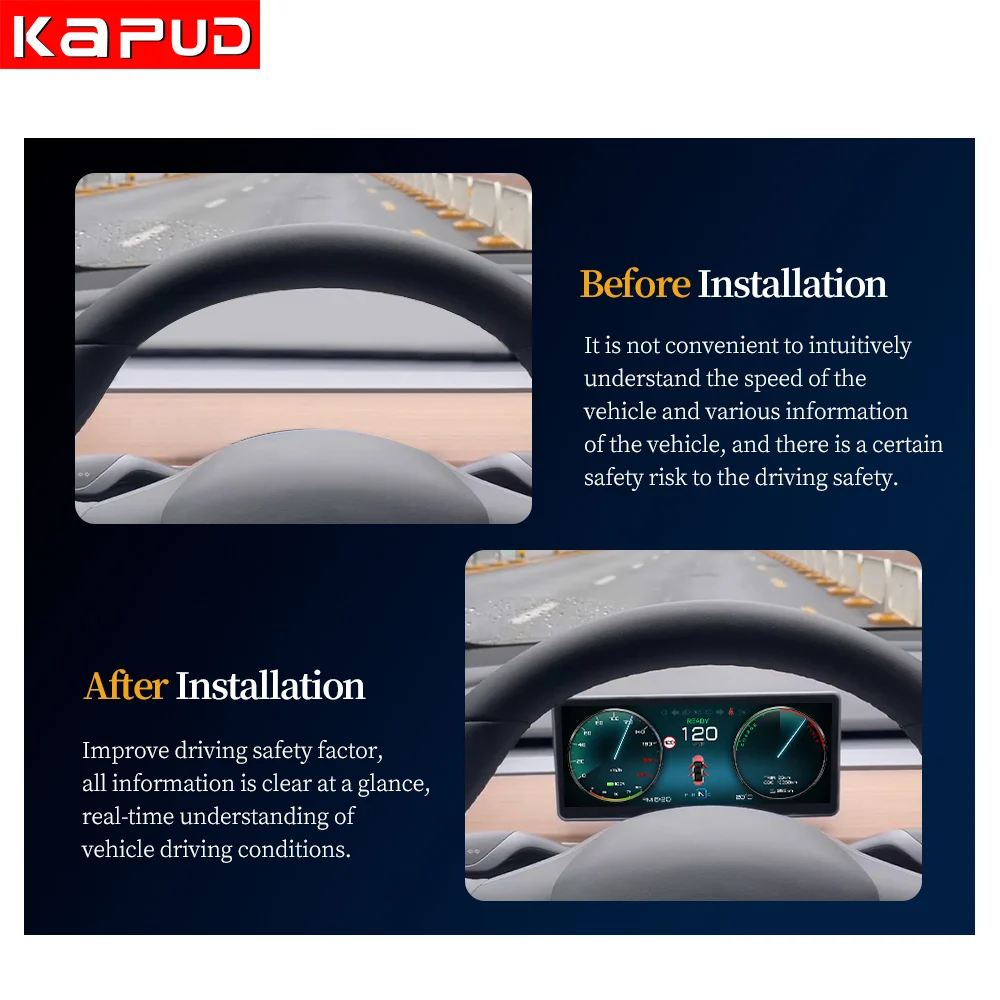 Car Multimedia Player Multimedia Touch Screen Wireless Carplay Wireless Carplay Adapter Smart Carplay Box Car Monitor Car Dashboard Display Screen Kapud 8.9'' Car LCD CarPlay AUTO Instrument Multimedia Digital Panel for Tesla Model 3 /Model Y Dashboard Head-up Display Gauges