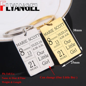 

FLYANGEL Customized Baby Birth Stats Keychain Our Little Girl Baby Keyring Car Key Tag For Lovely Daughter Newborn Keepsake Gift