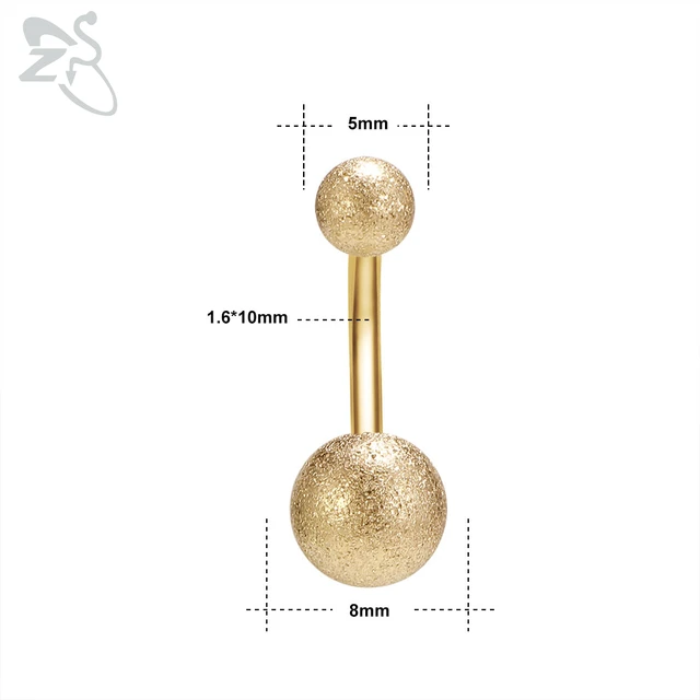 ZS 1 Piece Gold Color Stainless Steel Belly Ring Flower Heart CZ Crystal Navel Belly Button Rings Butterfly Navel Piercings 14G Style 2