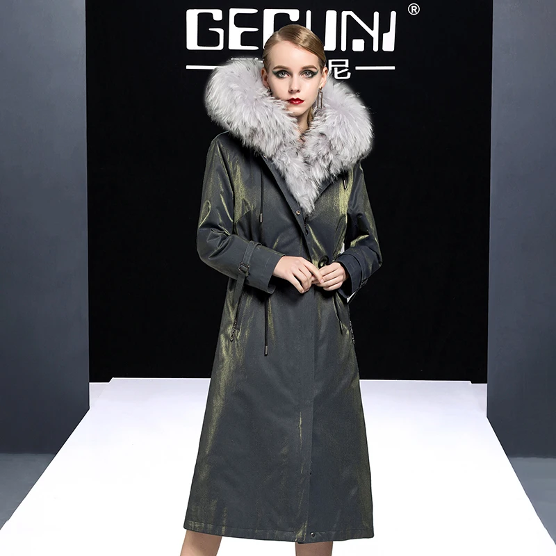 

Coat Fur Real Natural Rabbit Fur Liner Parka Winter Jacket Women Raccoon Fur Collar Long Jackets for Women Overcoat MY s