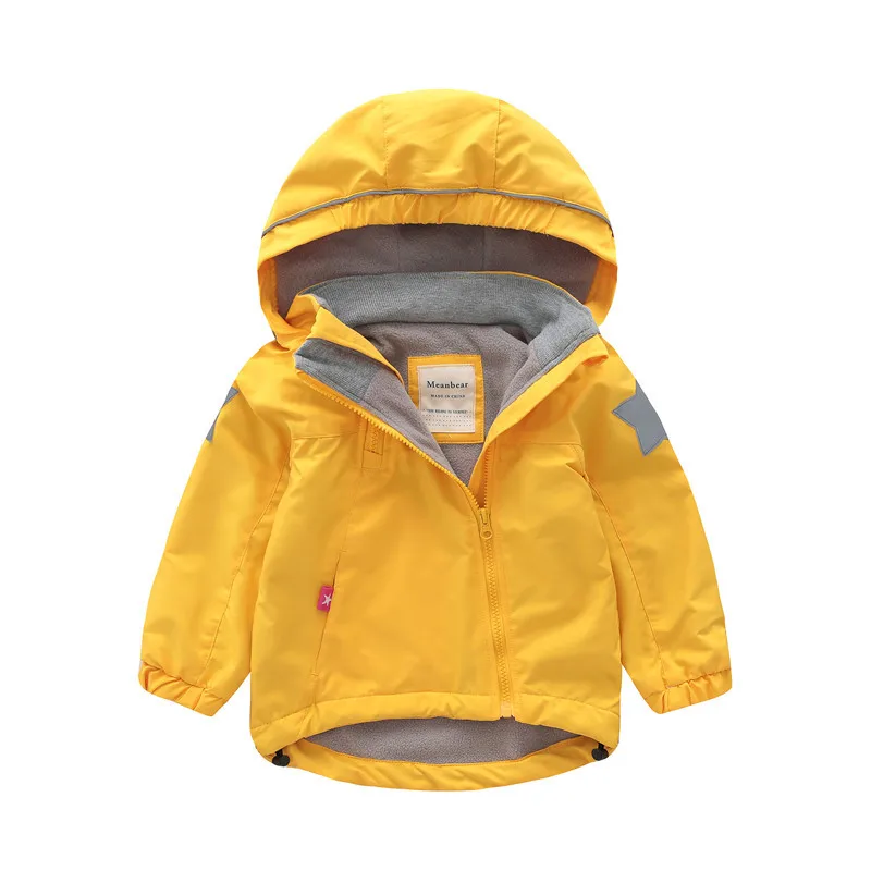 Meanbear/осенне-зимнее ветрозащитное пальто из флиса для мужчин и женщин; непромокаемое пальто для малышей; плащ-куртка с капюшоном