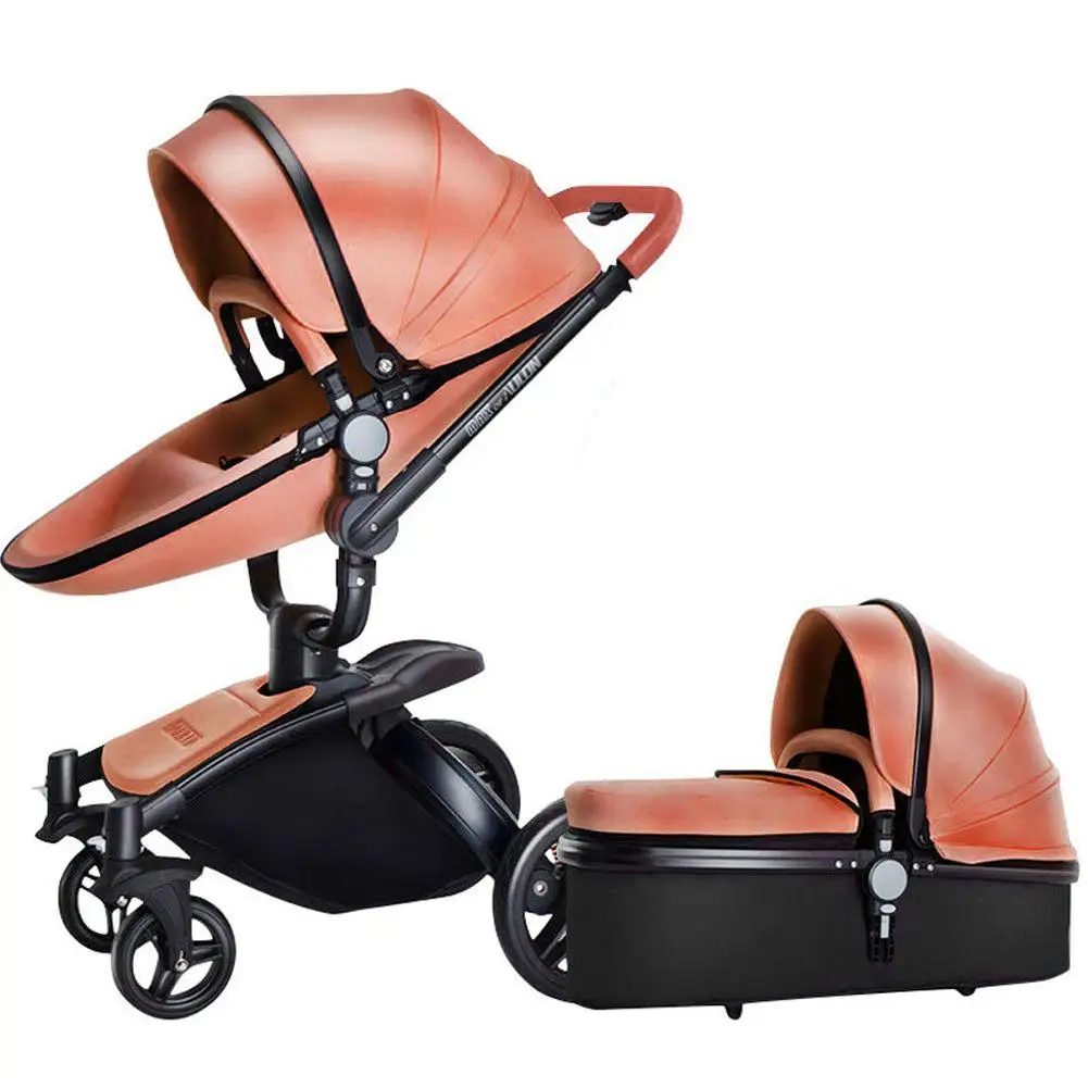 2 in 1 brown Роскошная детская коляска 3 в 1 Высокая land-scape модная коляска европейский дизайн коляска на - Цвет: 2 in 1 brown