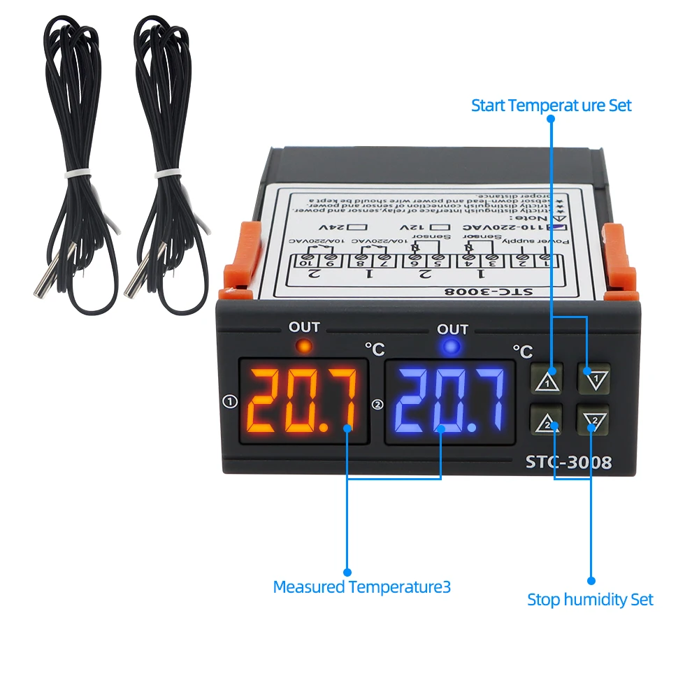 STC-1000 STC-3028 STC-3008 디지털 습도계 습도 컨트롤러 온도계 습도계 센서 히터 쿨러 12V/24V/220V