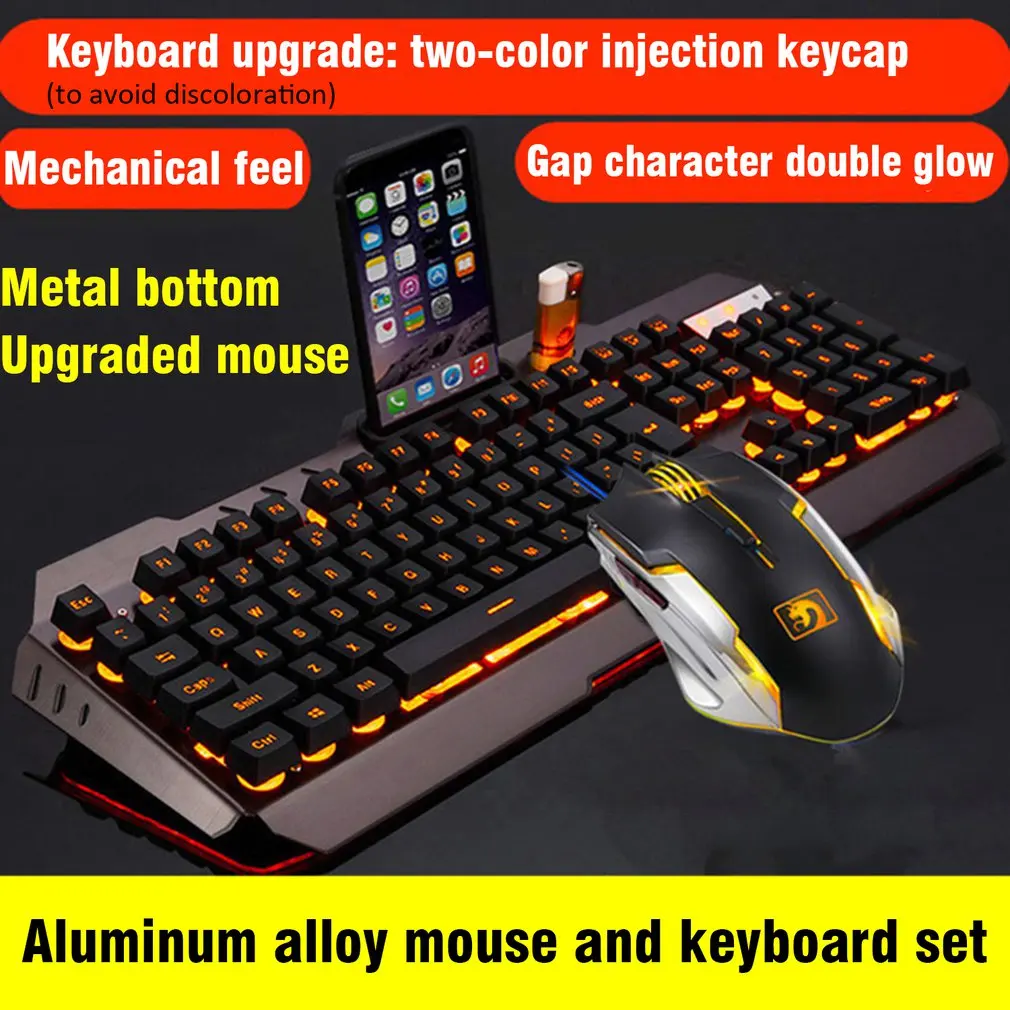 K670 Беспроводная перезаряжаемая игровая клавиатура+ мышь, набор, светодиодный, с подсветкой, механический, на ощупь, USB клавиатуры, комбинированные мыши