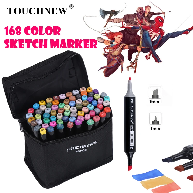 

TOUCHNEW Art Markers 30 40 60 80 Alcohol Ink Markers Drawing Pen Set Manga Dual Headed Art Sketch Marker Design Pens Stationary