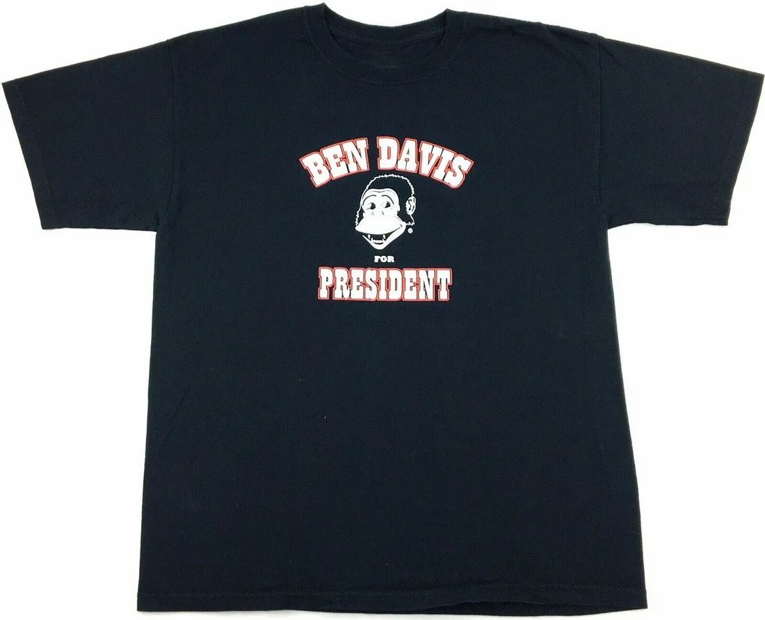 Ben davis for president 그래픽 men s 탑스 티셔츠 사이즈 large retro o 넥 탑스 티셔츠