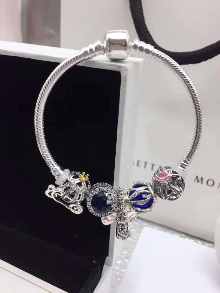 

Kaliyah Shop Original 1:1 100% 925 Pure Silver Charm Blue Puppy Pattern Bracelet Gift First Choice Free Free Mail