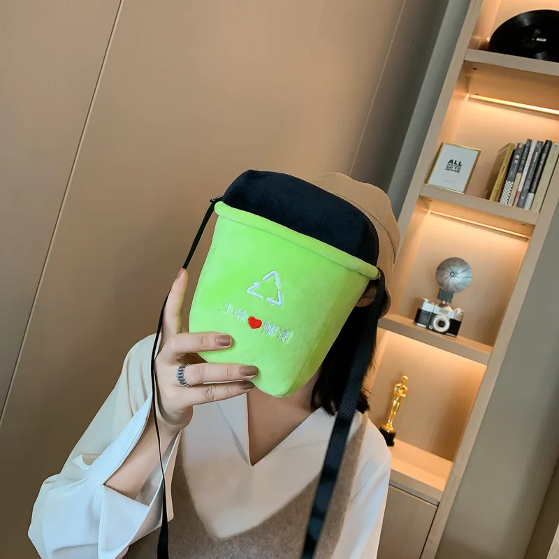 

Garbage Compartmental Bag 2019 New Style Versatile Embroidered Fashion Character GIRL'S Small Cloth Bag Cute Plush Shoulder Bag