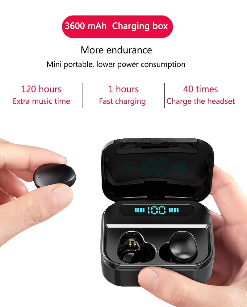 X7 Touch TWS настоящие беспроводные наушники, Bluetooth наушники, мини IPX7, водонепроницаемые наушники с зарядным устройством 3600 мАч для всех телефонов