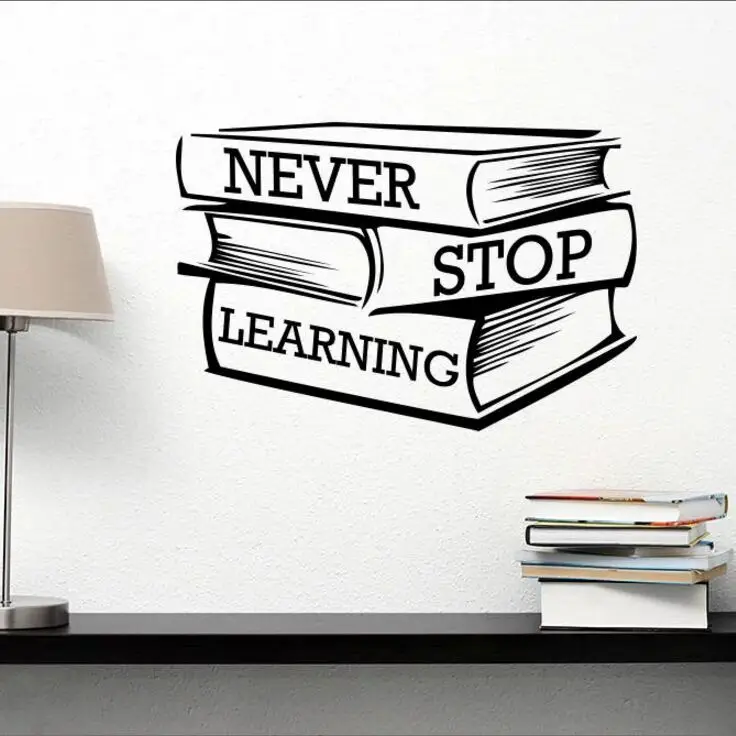 Наклейки на стену для учебников с надписью Never Stop Learning мотивационные наклейки