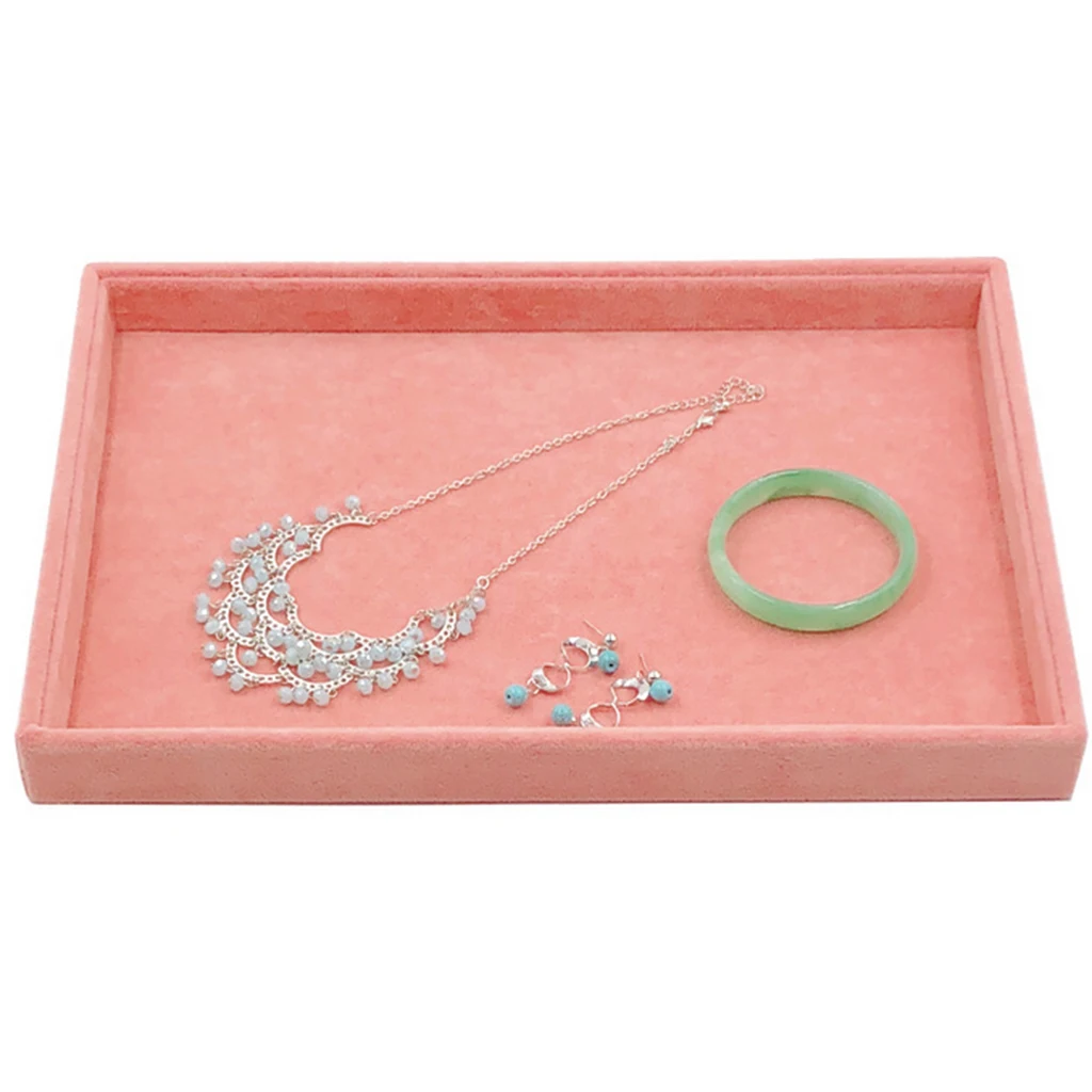 Pink Velvet Jewelry Ring Display Organizer Case Tray Holder Necklace Earrings Bangle Ring Storage Jewelry Stand Packaging