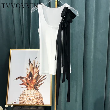

loose Women White Bandage Now Knitting Tank Tops Round NeckSleeveless Personality Fashion Tide Spring Autumn 2020 0ZQY
