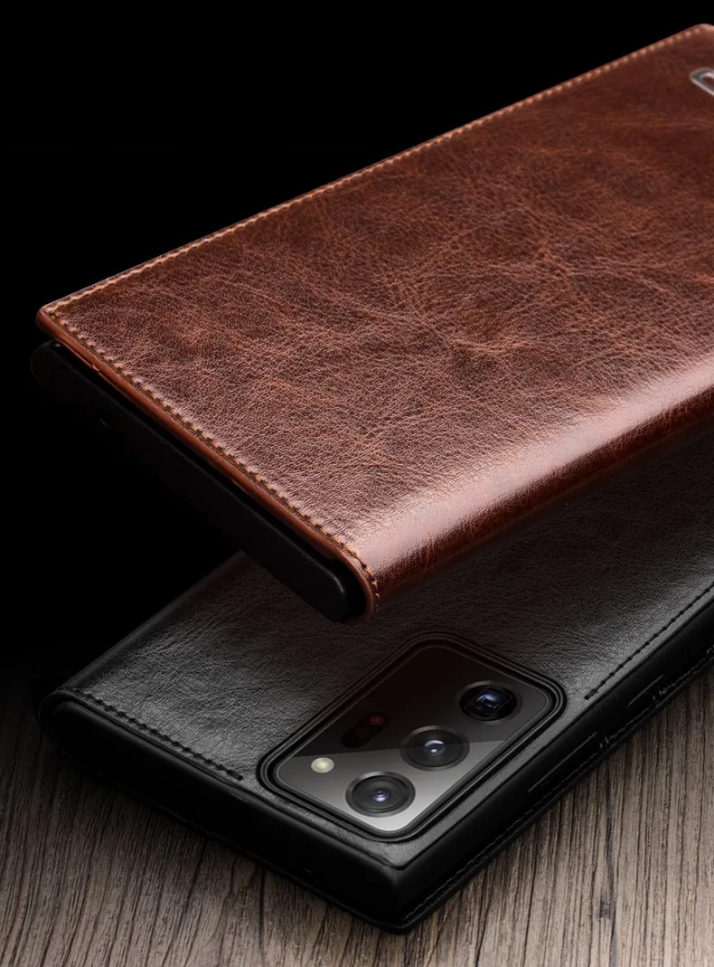 Genuine Leather Flip Wallet Case for Samsung Note