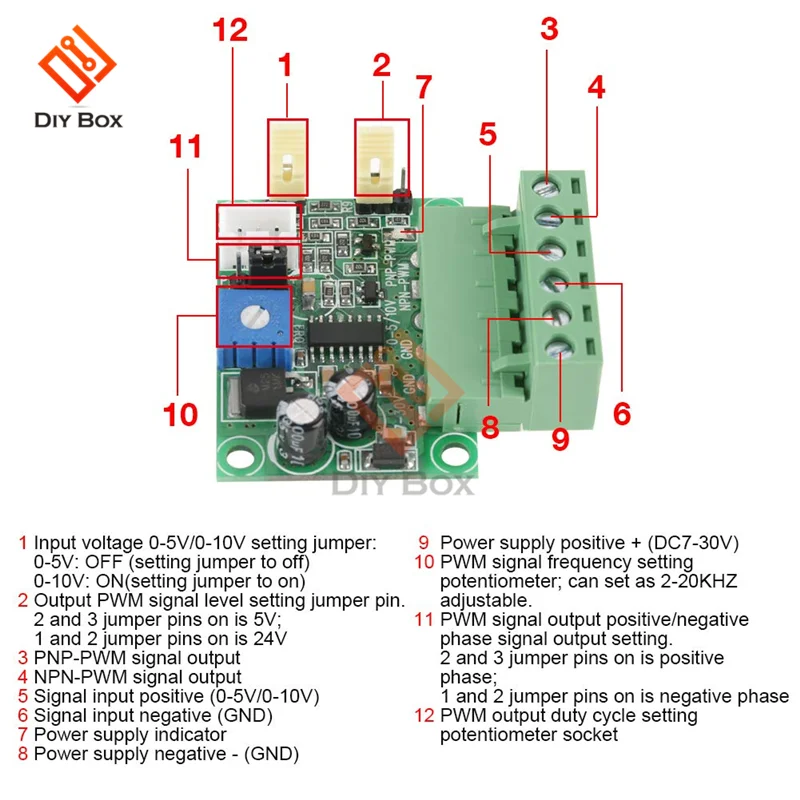 Модуль преобразователя сигнала PWM DC 0-5 В/0-10 в аналоговое входное напряжение 2-20 кГц для PWM интерфейс управления скоростью двигателя