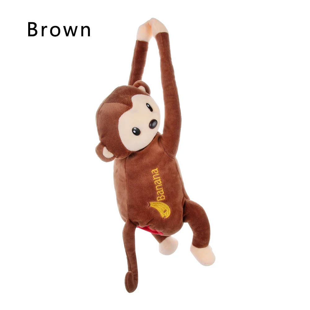 brown 1 шт. бумажные коробки для салфеток, аксессуары для автомобиля, внутренние изделия, чехол для хранения, мягкие плюшевые, полипропиленовые, хлопковые коробки для салфеток с обезьянкой, украшение стола T - Цвет: brown