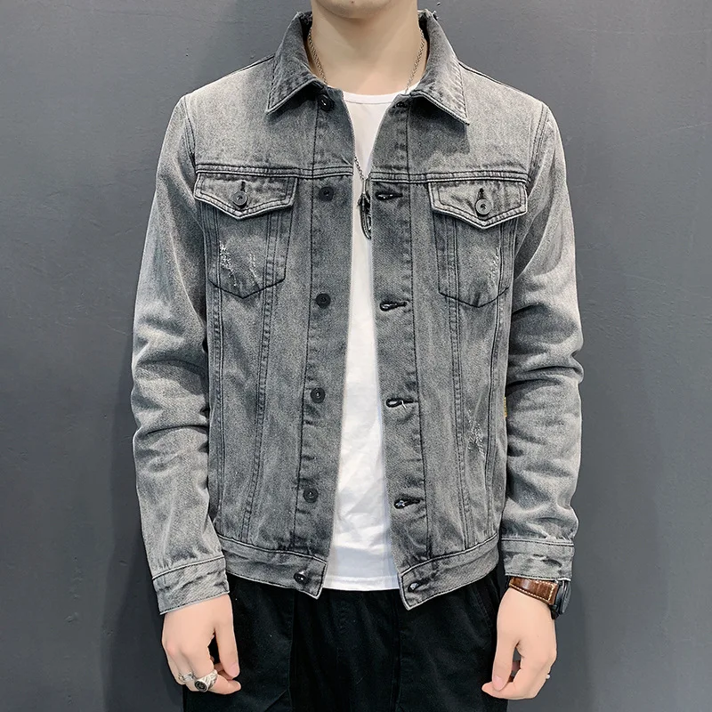 

Denim Jacket Men 2021 New Spring&Fall Korean Loose Slim Denim Brand Tops Men's Tooling Jacket Coats
