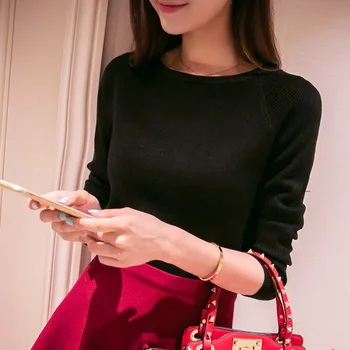 

2018 Autumn Cashmere Sweater Women Fashion Sexy Big O-neck And Pullover Warm Long Sleeve Knitted Sweater Sw543